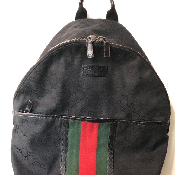 gucci black canvas backpack